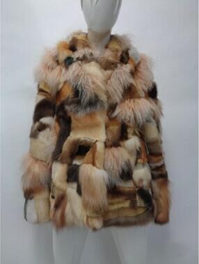 Showroom New Multi Color Fur Coat Jacket Women Woman Size 4 Small